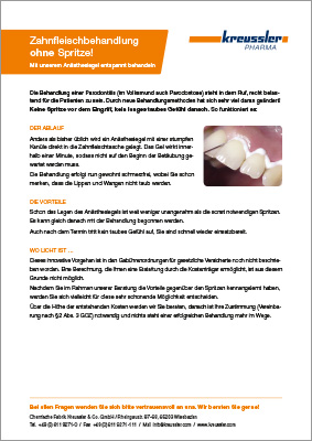 Zahnfleischbehandlung ohne Spritze, Infoblatt